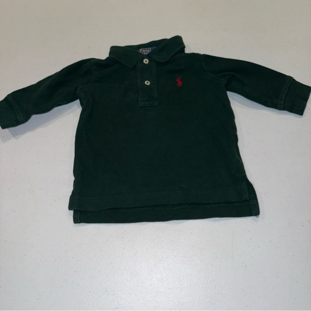 Polo Ralph Lauren T-Shirt 9M Baby Kids Long Sleeve Green Hunter Preppy